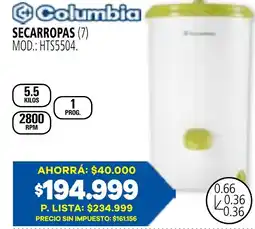 Casa del Audio Columbia secarropas oferta