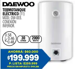 Casa del Audio Daewoo termotanque eléctrico oferta