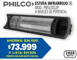 Casa del Audio Philco estufa infrarrojo oferta