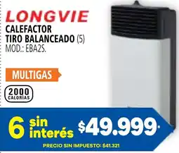 Casa del Audio Longvie calefactor tiro balanceado oferta