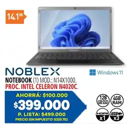 Casa del Audio Noblex notebook oferta