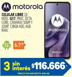 Casa del Audio Motorola celular libre oferta