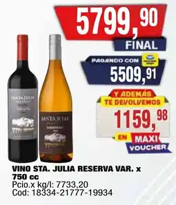 Maxiconsumo Santa julia vino reserva var. oferta