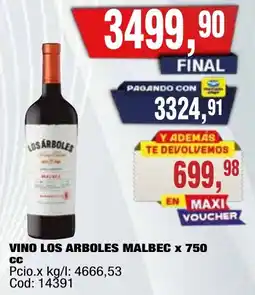 Maxiconsumo Los arboles vino malbec oferta