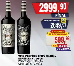Maxiconsumo Profugo vino frut. rojos / especias oferta