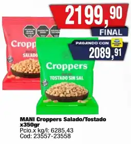 Maxiconsumo Croppers mani salado/tostado oferta