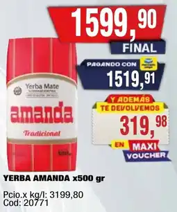 Maxiconsumo Amanda yerba mate tradicional oferta