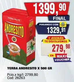 Maxiconsumo Andresito yerba mate oferta