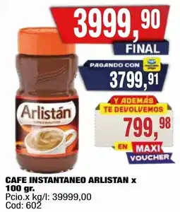 Maxiconsumo Arlistan cafe instantaneo oferta