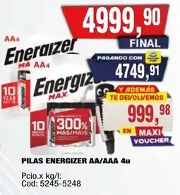 Maxiconsumo Energizer pilas aa/aaa 4u oferta