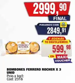 Maxiconsumo Ferrero rocher bombones x 3 oferta