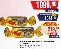 Maxiconsumo Dos corazones chocolate felfort oferta