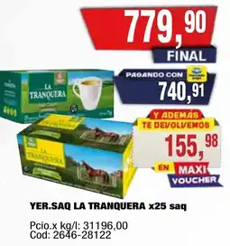 Maxiconsumo La tranquera yerba mate saq oferta