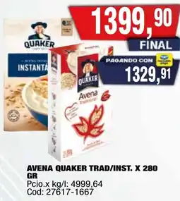 Maxiconsumo Quaker avena tradicional/insta oferta