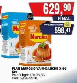 Maxiconsumo Marolio flan vainilla dulce de leche oferta