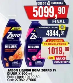 Maxiconsumo Zorro jabon liquido ropa p/ diluir oferta