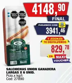 Maxiconsumo Union ganadera salchichas largas oferta