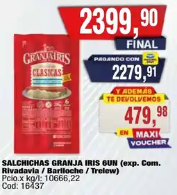 Maxiconsumo Granja iris salchichas classicas oferta