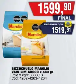 Maxiconsumo Marolio bizcochuelo vain-lim-choco oferta
