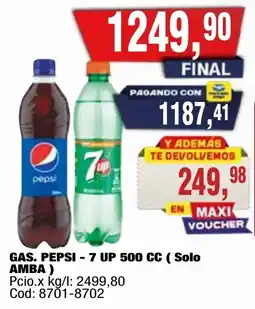 Maxiconsumo Pepsi 7 up 500 cc oferta