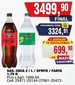 Maxiconsumo Coca cola gas 1,75 lt oferta