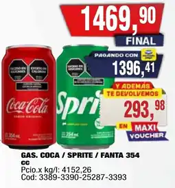 Maxiconsumo Coca cola / sprite / fanta 354 cc oferta