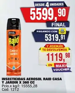 Maxiconsumo Raid insecticidas aerosol casa y jardin oferta