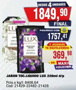Maxiconsumo Lux jabon toc.liquido 220ml d/p oferta
