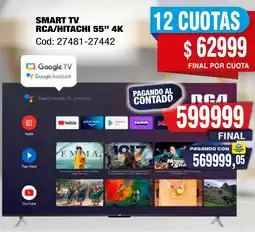 Maxiconsumo Rca/hitachi smart tv 55" 4k oferta