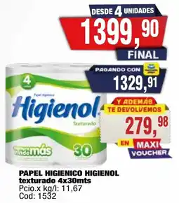 Maxiconsumo Higienol papel higienico texturado oferta
