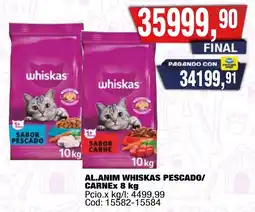 Maxiconsumo Whiskas alimento para gato pescado/carnes oferta