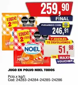 Maxiconsumo Noel jugo en polvo todos oferta