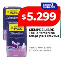 Supermayorista Vital Siempre libre toalla femenina adapt plus oferta