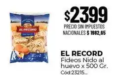 Diarco Nido - fideos al huevo x 500 gr. cód:23215 oferta