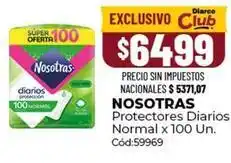 Diarco Nosotras - protectores diarios normal x 100 un. cód:59969 oferta