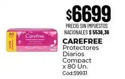 Diarco Carefree - protectores diarios compact x 80 un. cód:59931 oferta