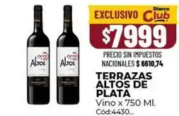 Diarco Terrazas altos de plata vino oferta