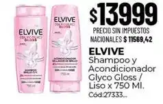 Diarco Elvive - shampoo y acondicionador glyco gloss / liso oferta