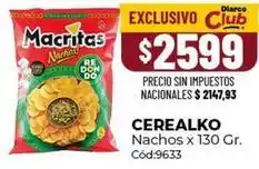 Diarco Nachos cerealco cód:9633 oferta