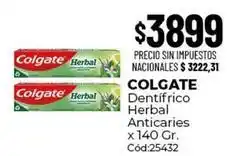 Diarco Colgate - dentífrico herbal anticaries x 140 gr. cód:25432 oferta