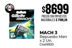 Diarco Gillette - mach 3 repuesto men x 2 un. cód:6920 oferta