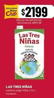 Diarco Las tres niñas - leche larga vida x 1 lt oferta