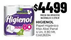 Diarco Higienol - papel higi00nico max aloe panal 4 un. x 80 mt. c0d:26334 oferta