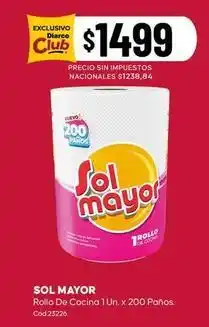 Diarco Sol mayor - rollo de cocina 1 un. x 200 paños c od:23226 oferta