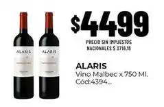 Diarco Alaris - vino malbec x 750 ml. cód:4394 oferta