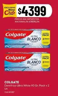 Diarco Colgate - dentifrico ultra white oferta