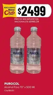 Diarco Purocol - purocol alcohol fino 70° x 500 ml cód 82008 oferta