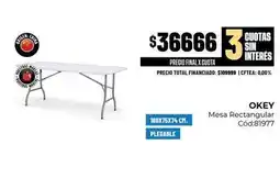 Diarco Okey - mesa rectangular cód:81977 oferta