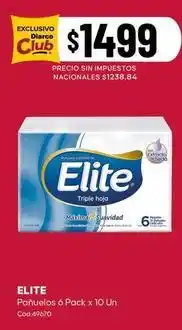 Diarco Elite - pañuelos 6 pack x 10 un. cod.49070 oferta