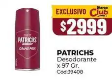 Diarco Patrichs - desodorante grand prix cód:39408 oferta